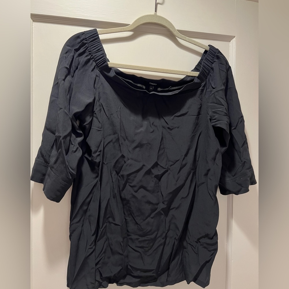 Theory 100% silk off the shoulder top